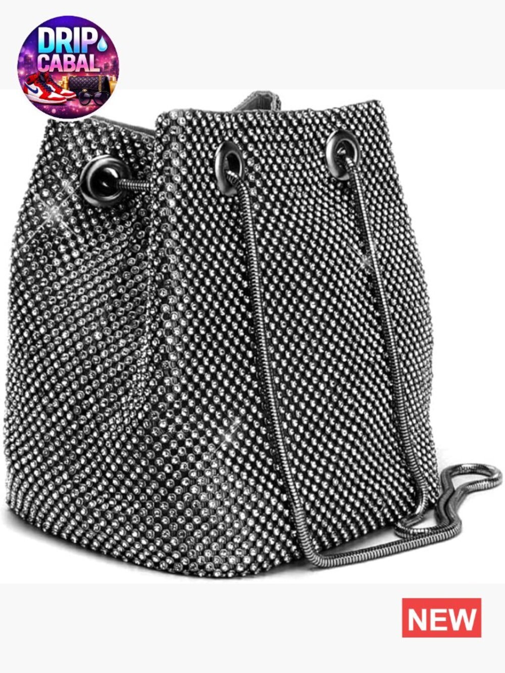 Full Rhinestones Bucket Bag Shoulder Bag Evening Clutch for Party Wedding